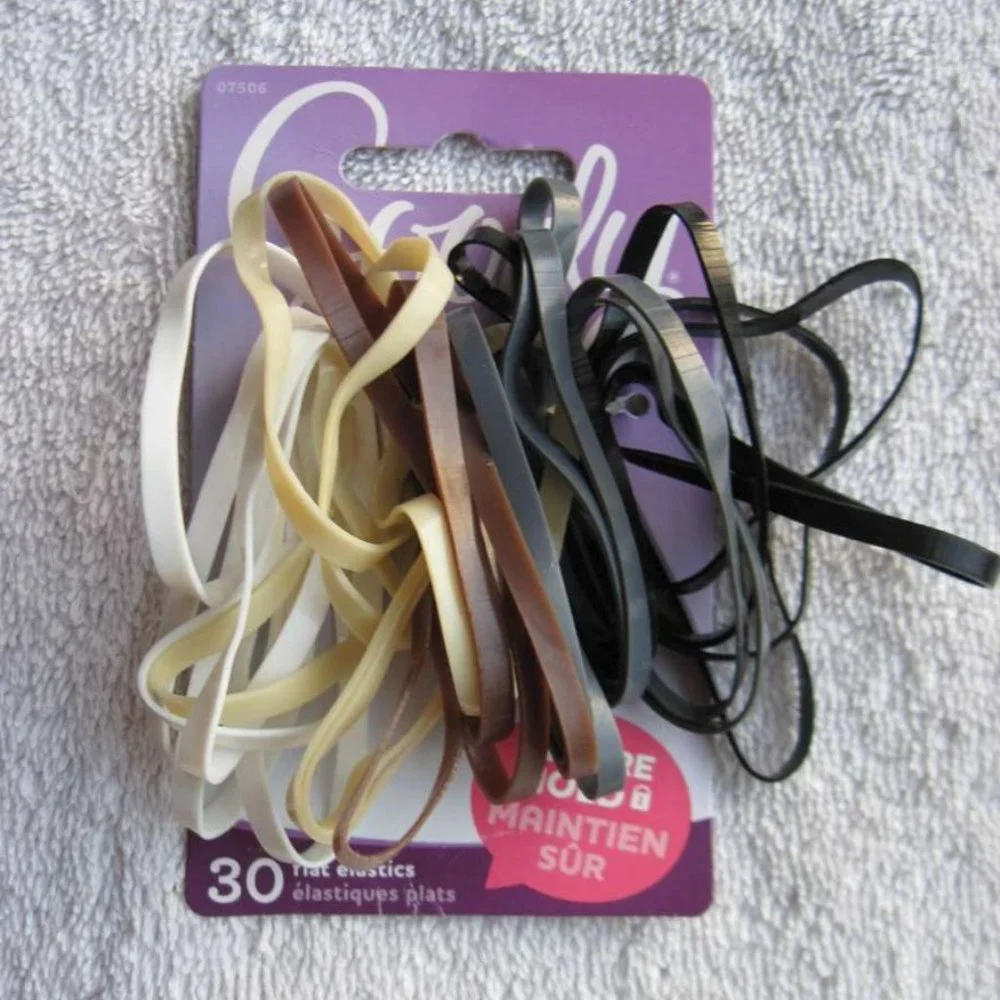 30 Goody Secure Hold Flat No Metal Elastics Wide Silicone Hair Bands Java Clear